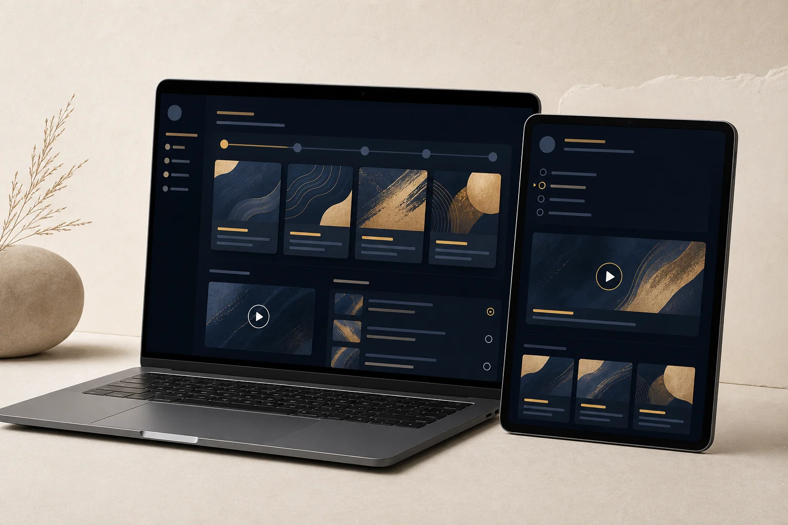 WAH Academy mini course dashboard mockup on laptop and tablet